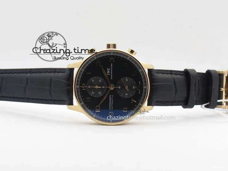 MIROTIME 0301 Portuguese Chrono RG IW371415 ZF 1:1 Best Edition Black Dial On Black Leather Strap A79350 (Slim Movement) FashionForward 7264